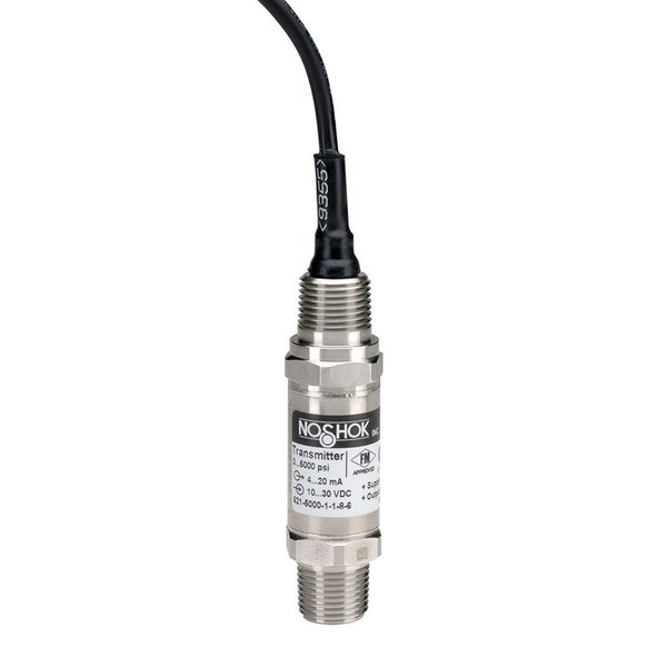 Noshok Pressure Transducer, 0 psig to 2000 psig, 0.25% Accuracy (BFSL), 1 Vdc to 5 Vdc Output, 1/4 NPT Male, 1/2 NPT Conduit w/ 6 ft Cable Attached 621-2000-1-3-2-6